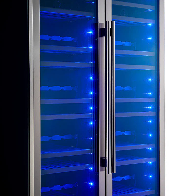 Forno Vernazza 40 Inch Side by Side Dual Zone Wine Cooler FWCDR6642 40S - Perfect for Home Bars, Restaurants, and Wine Cellars - Stainless Steel Wine Refrigerator with Temperature Control