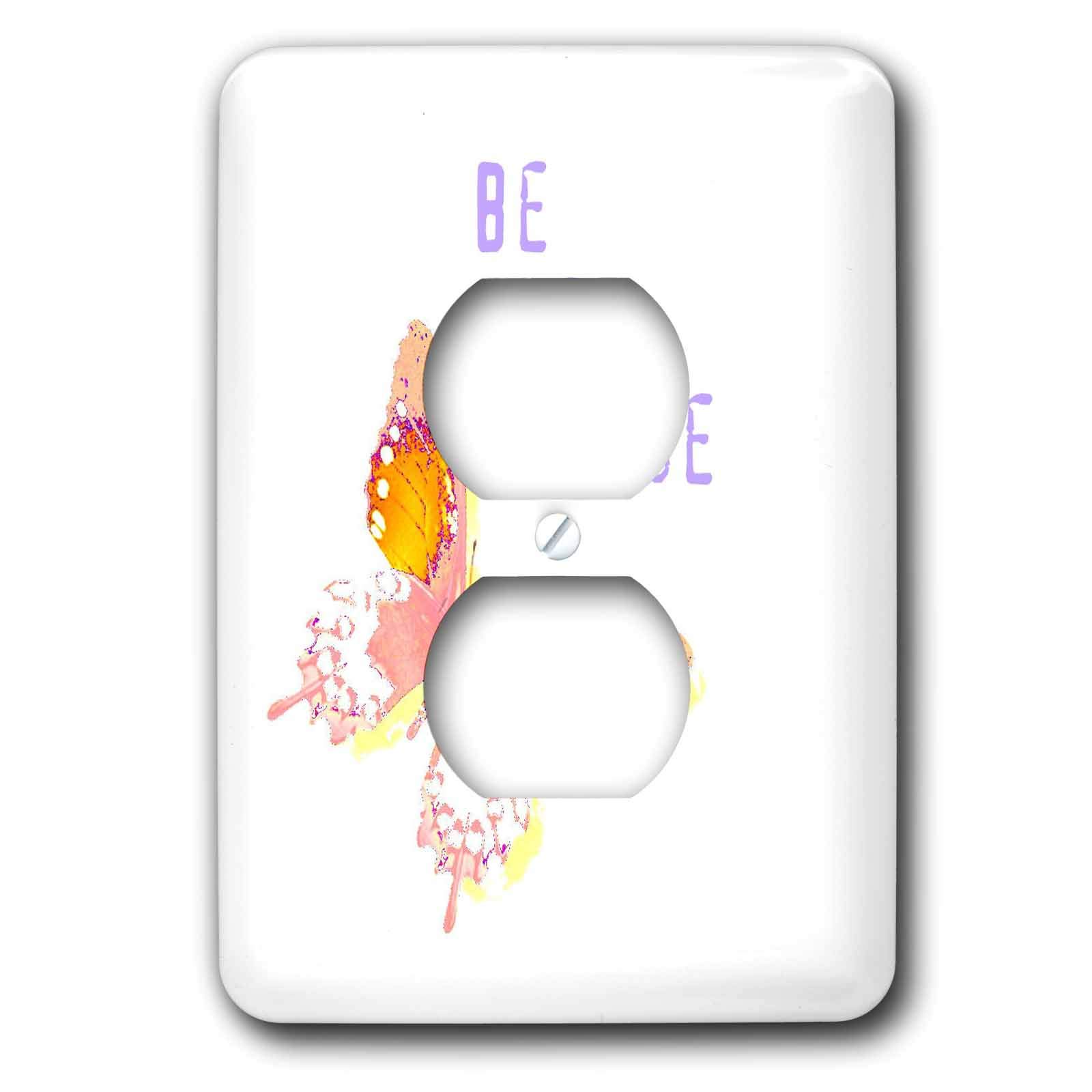 3D Rose Two Plug Outlet Cover with Be The Change Butterfly Design - Child Proof Electrical Safety Cover for Home, Nursery & Office Use