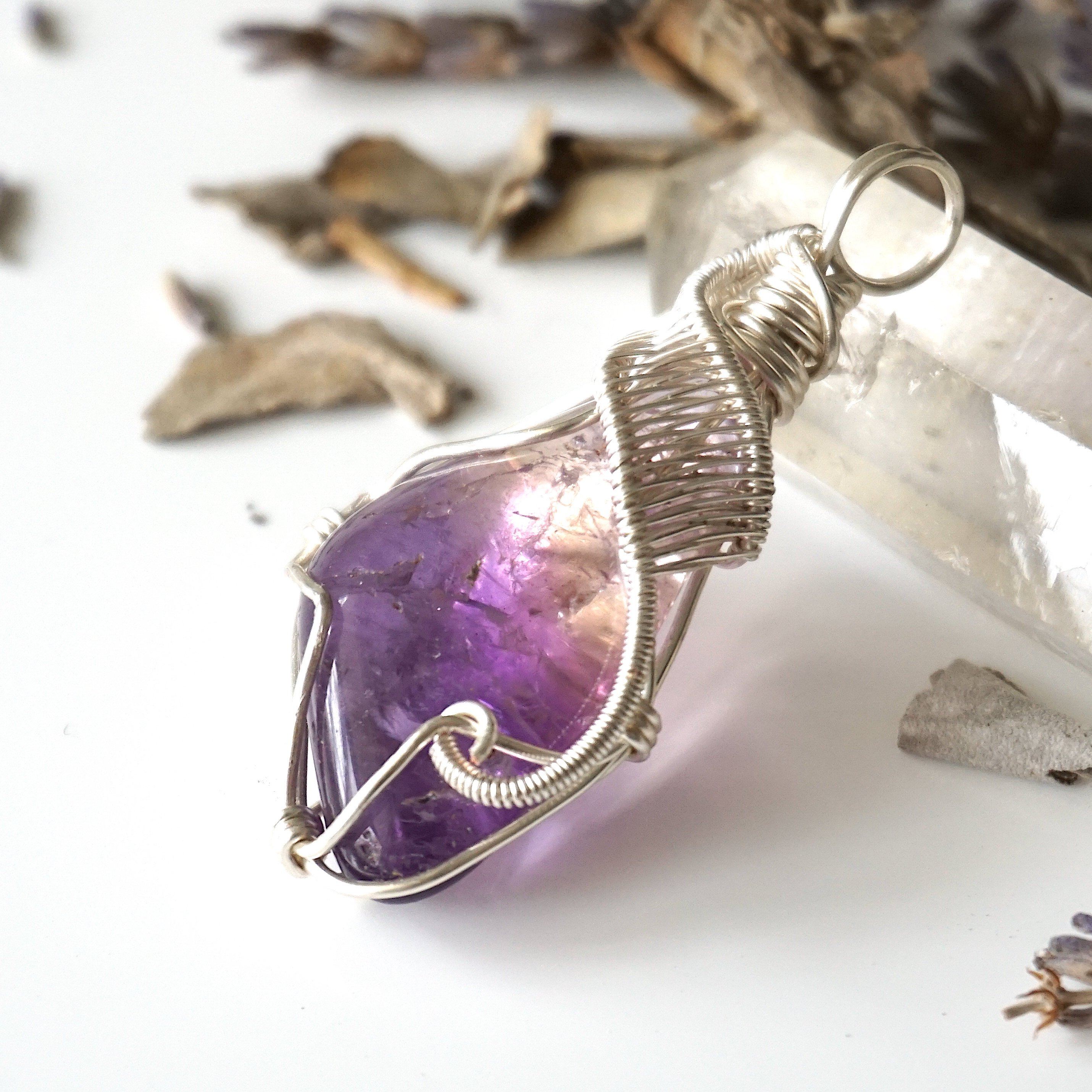 Natural Ametrine Pendant Necklace - Silver Plated Crystal Jewelry for Women - Perfect for Gifts, Meditation & Spiritual Healing