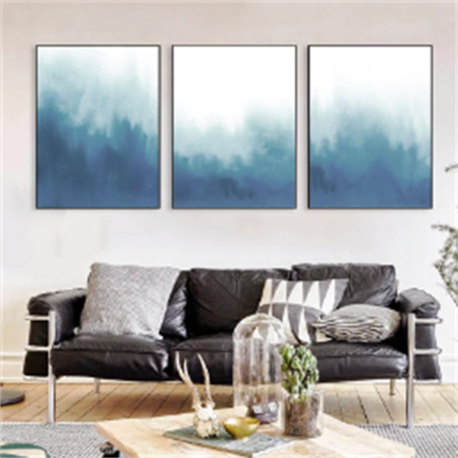 Blue Minimalist Abstract Landscape Canvas Art Print - Modern Wall Decor for Living Room, Bedroom & Office - Perfect for Home & Office Interior Design