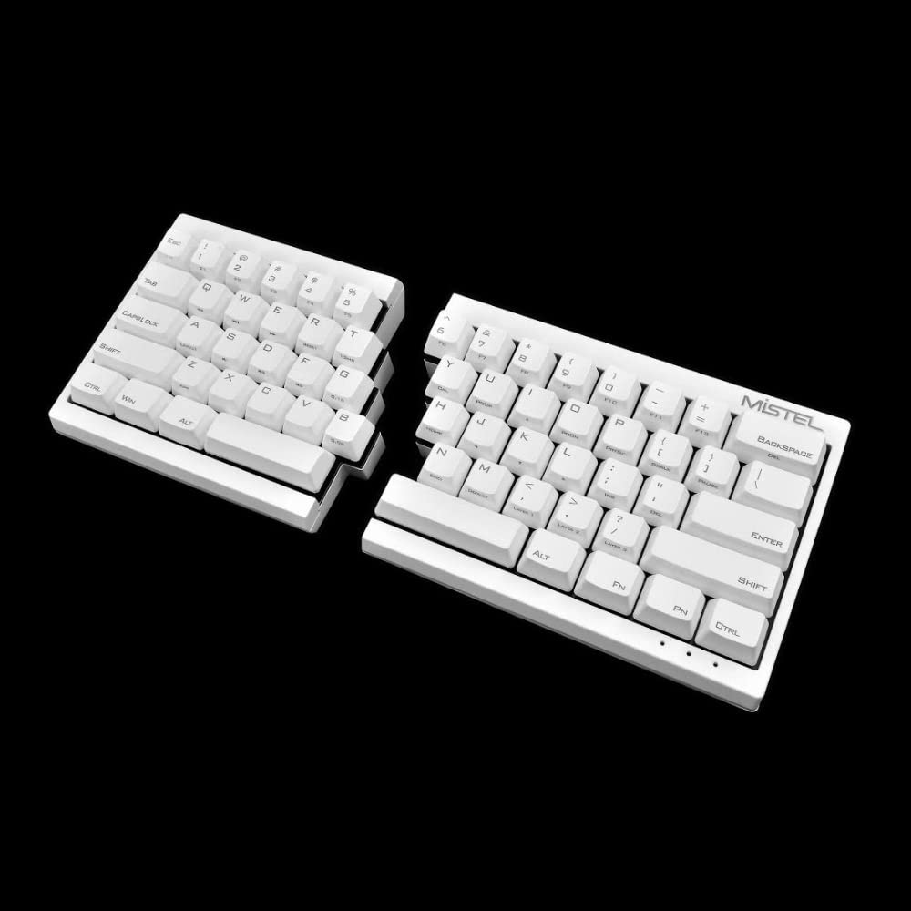 Mistel MD600 Split Ergonomic Mechanical Keyboard - Cherry MX Blue Switches, White PBT Keycaps, Programmable Macros, NKRO - Compatible with Windows & Mac (US QWERTY Layout) - Perfect for Office Work, Gaming, and Long Typing Sessions