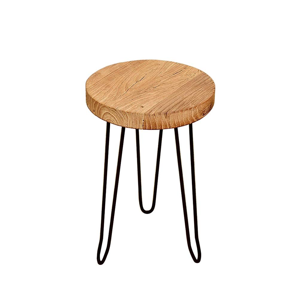 XIAOYAN Natural Edge Wood End Table with Iron Legs - 20.87