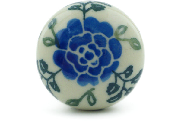 1-3/8 Inch Blue Camellia Drawer Knob - Vintage Floral Cabinet Pull for Dresser, Nightstand & Bathroom Furniture Hardware (Set of 1)
