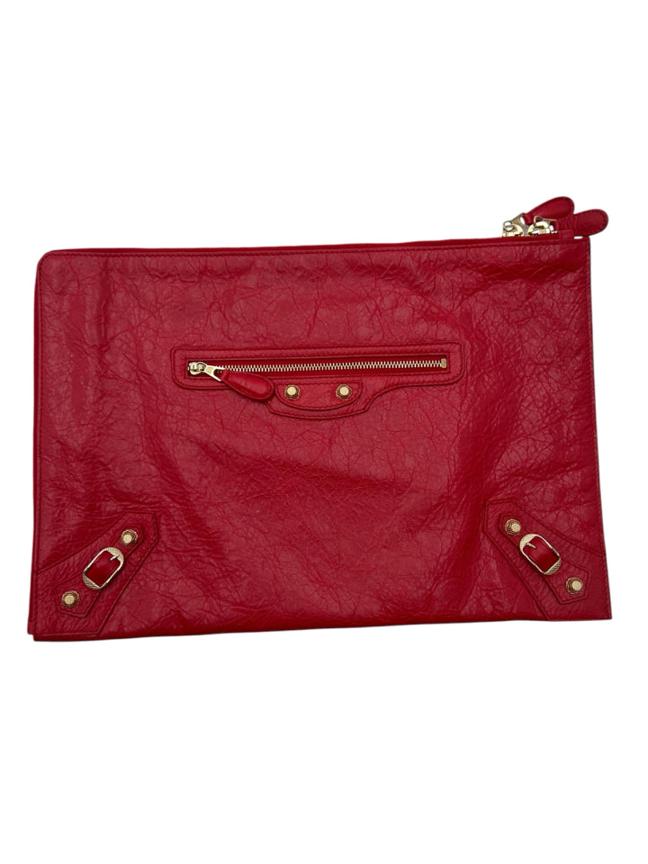 Balenciaga Motocross Red Women's Zip Pouch - Fashionable Small Handbag for Women | Perfect for Parties, Travel & Everyday Use