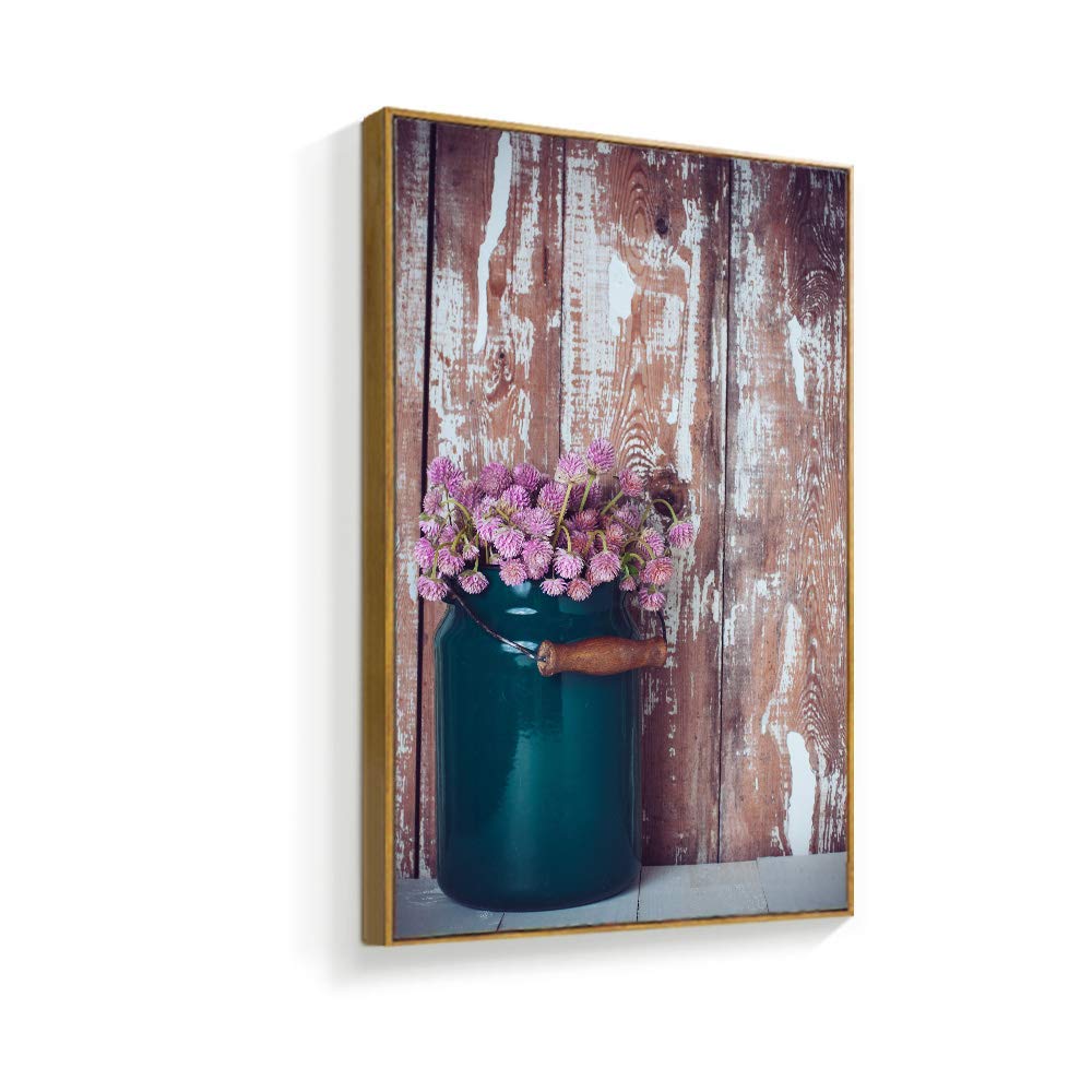Floating Framed Canvas Wall Art - Retro Flower Print for Living Room & Bedroom Decor - Ready to Hang 24x36 Inches - Perfect for Modern Home & Office Wall Decoration