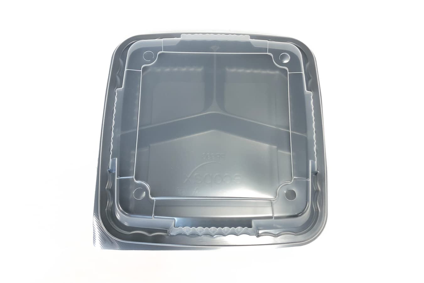 75 Sets Black PP Pebble Box Serving Tray with Vented Lid - 9x9 Inch 3-Compartment Food Storage Container for Lunch, Meal Prep & Party Serving | Durable, Reusable & BPA-Free
