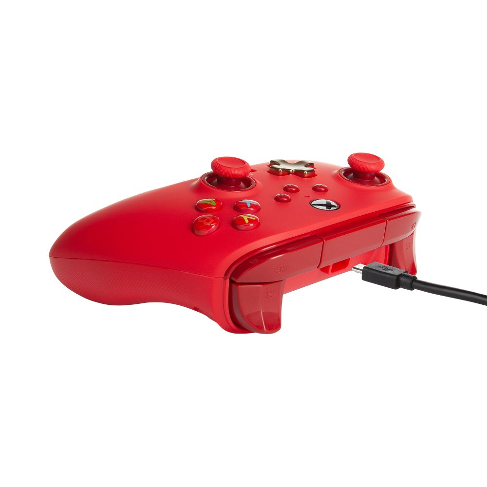 PowerA Xbox Series X|S Enhanced Wired Controller - Bold Red Gaming Pad with Dual Vibration Motors & 3.5mm Audio Jack - Perfect for Competitive Gaming & Long Play Sessions