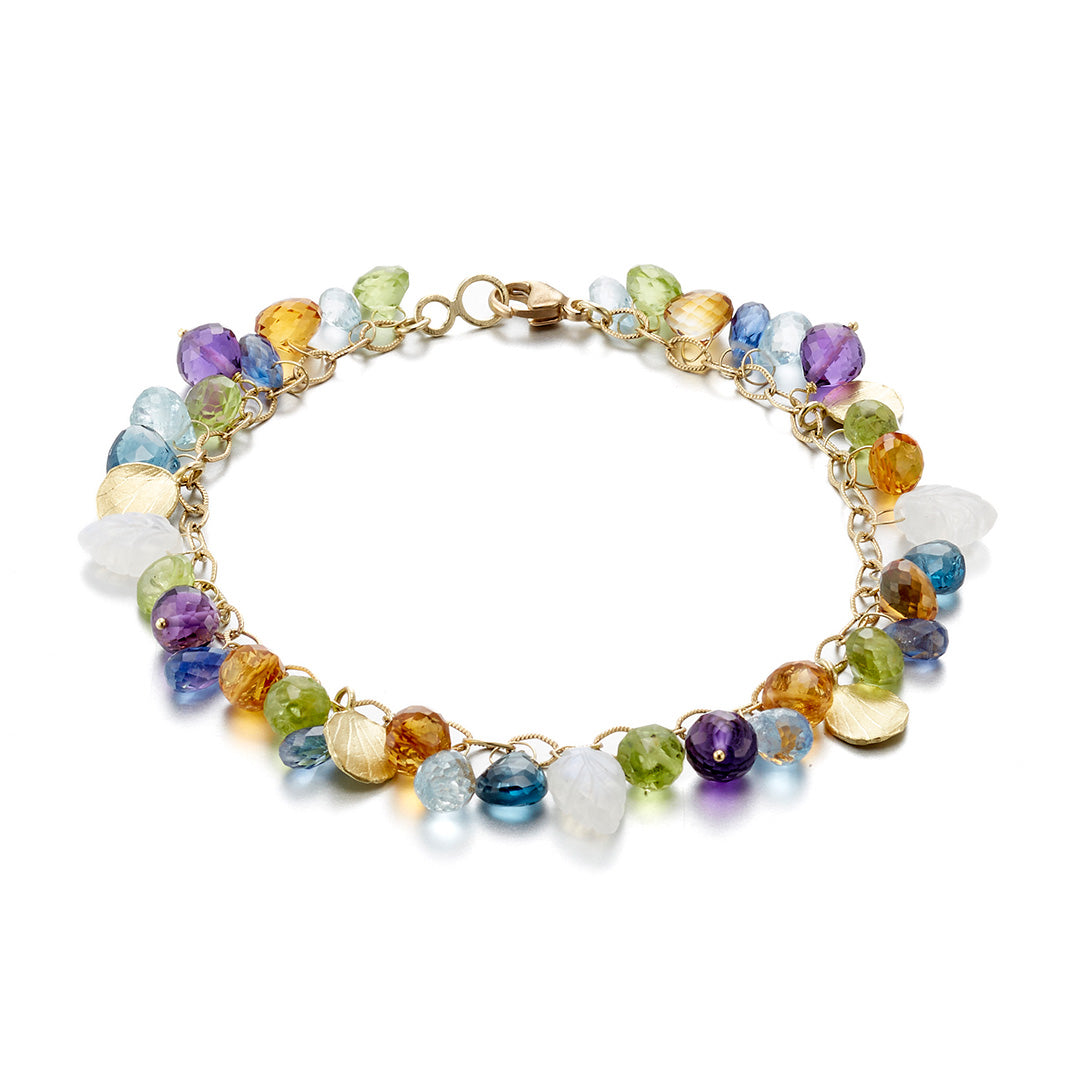 Stunning Multi-Color Gemstone Briolette Bracelet | Handmade Beaded Jewelry for Women | Perfect for Parties, Weddings & Everyday Wear