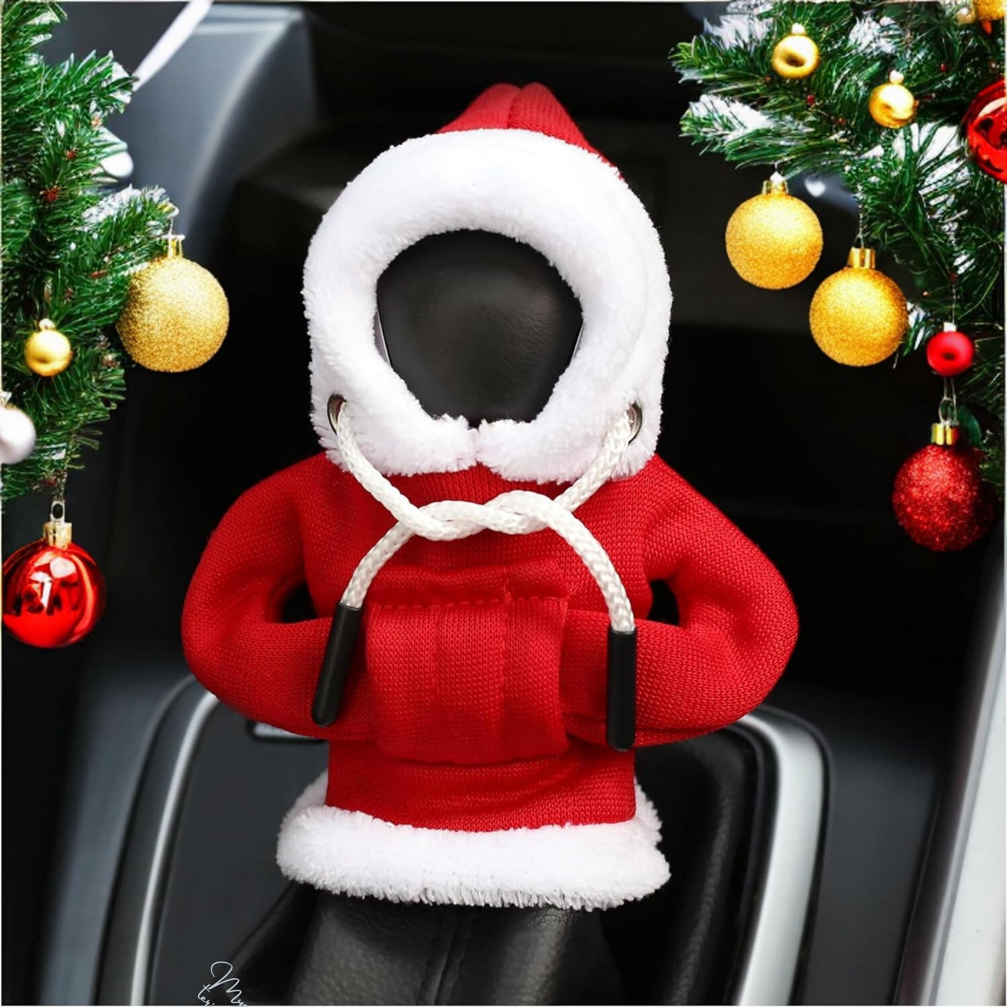 Funny Christmas Universal Car Gear Shift Hoodie & Knob Cover - Car Interior Accessories & Decorations for Festive Driving