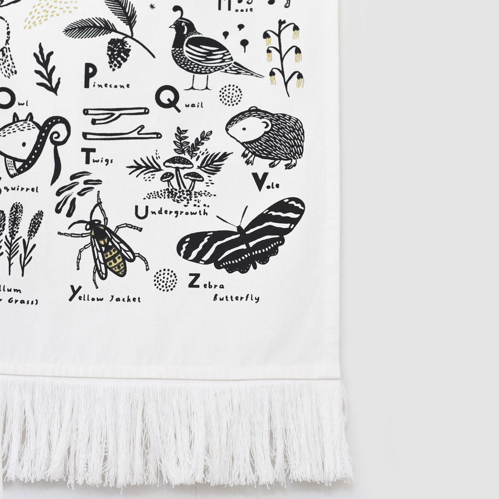 Wee Gallery Organic Alphabet Wall Hanging - Woodland Animals ABC Nursery Decor for Baby & Kids Room | Perfect for Early Learning & Montessori Classroom Decor