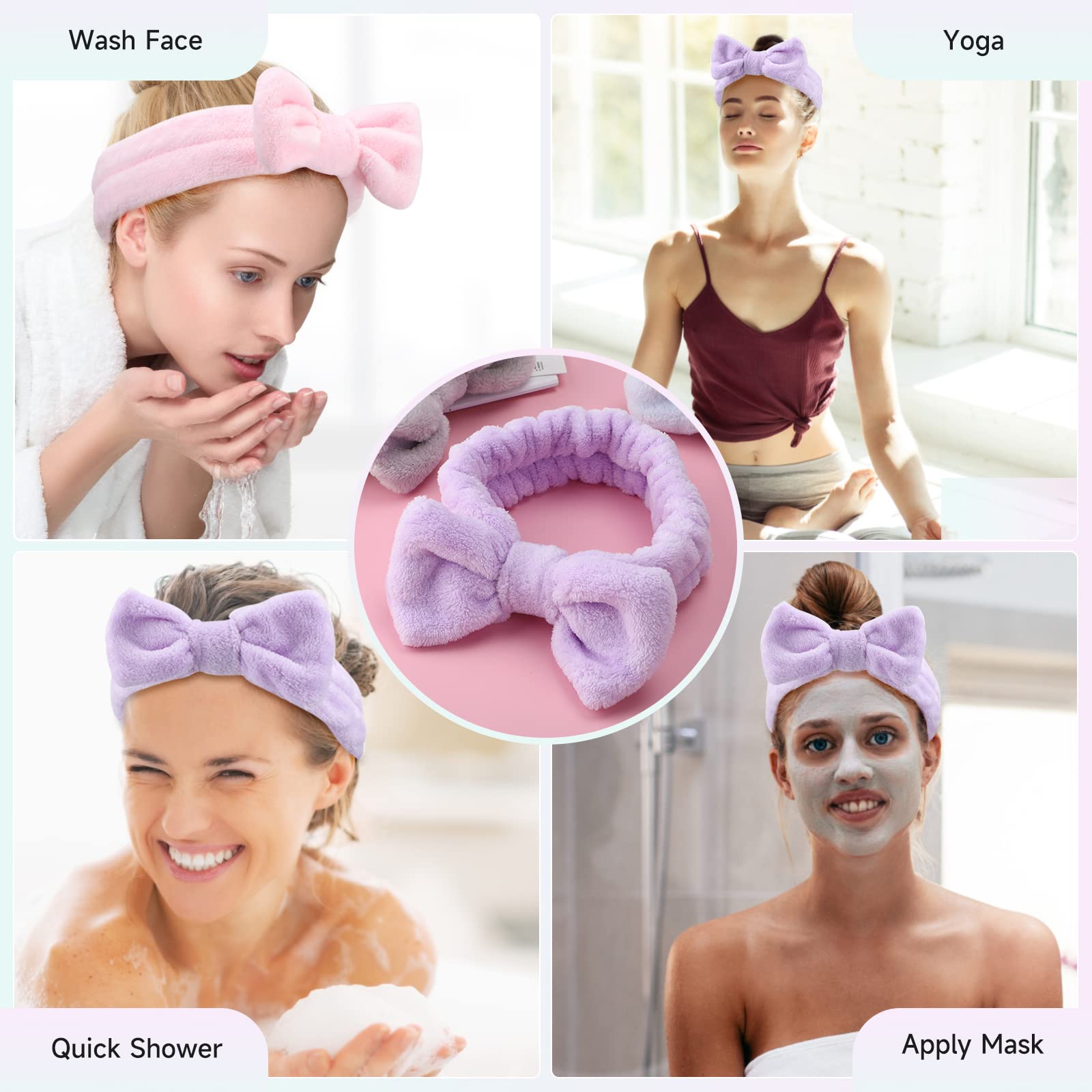 8Pcs Fluffy Spa Headbands for Women & Girls - Soft Makeup & Skincare Headbands for Washing Face, Shower, Facial Care - Perfect for Slumber Parties, Spa Days & Beauty Routines