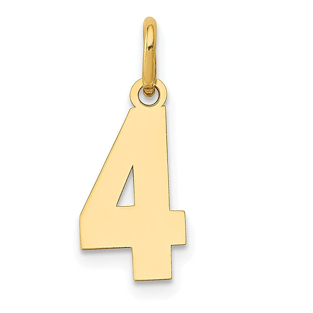 14K Yellow Gold Small Number 4 Charm Necklace Pendant - Dainty Fine Jewelry for Women - Birthday Gift for Her - Perfect for Graduation, Anniversary & Everyday Wear