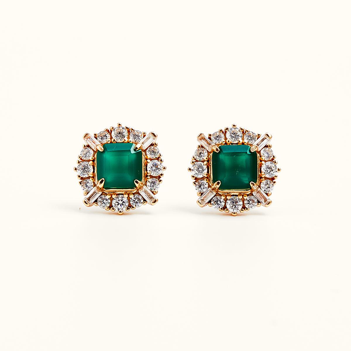 Elegant Green Agate Stud Earrings for Women - Natural Stone Jewelry Gift for Her - Perfect for Everyday Wear, Office & Special Occasions