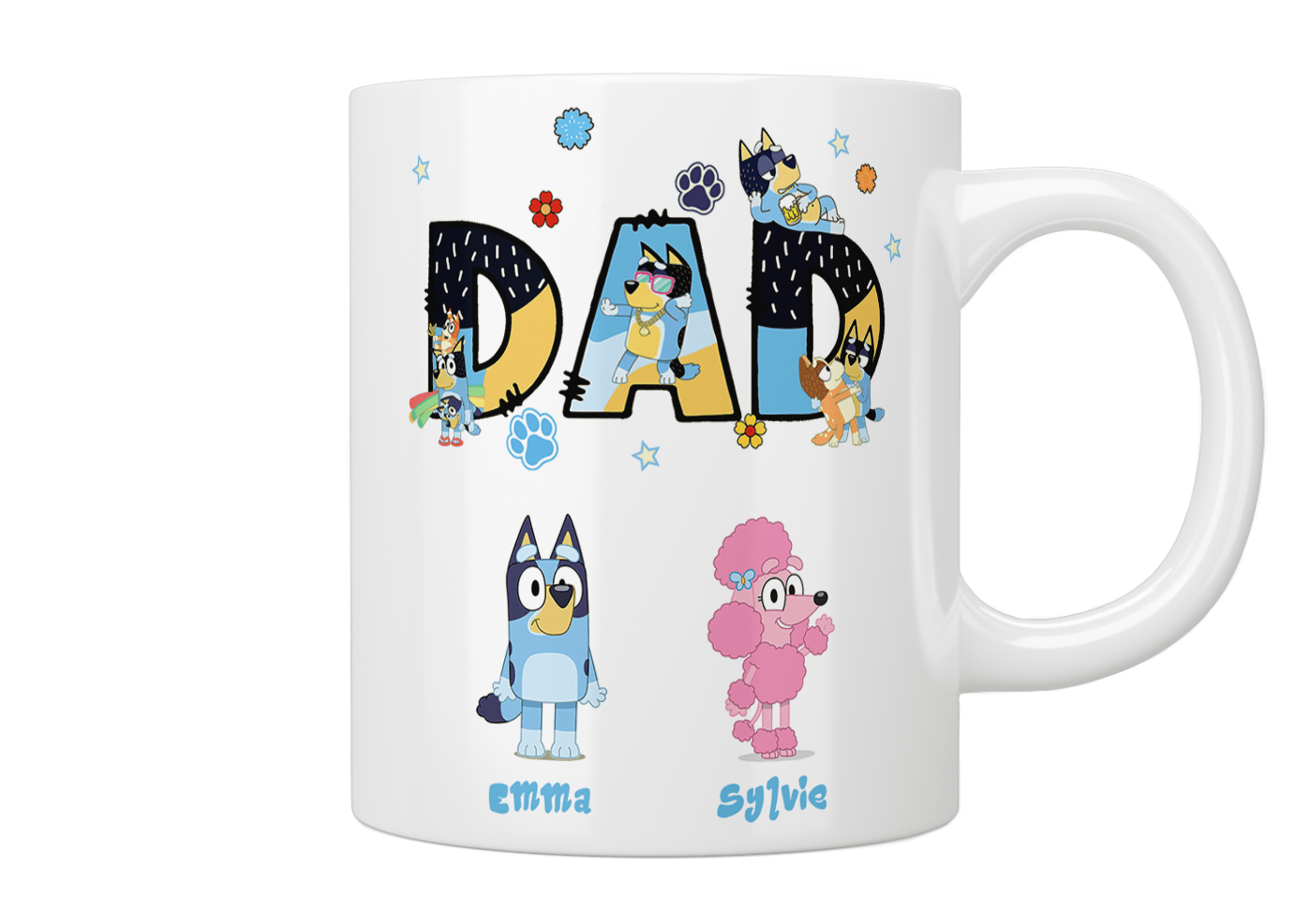 Personalized Bluey Dad Coffee Mug - Custom Gift for Father's Day, Birthday & Holidays - Perfect for Tea, Coffee & Hot Drinks at Home or Office