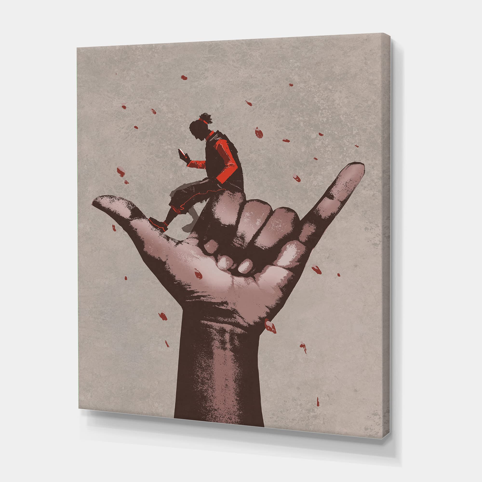 DesignQ 'Call Me' Canvas Wall Art - Modern Man Using Smartphone - Perfect for Home Office, Living Room & Bedroom Decor