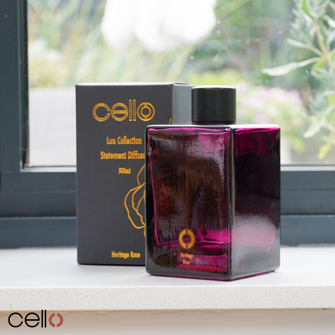 Luxury Heritage Rose Reed Diffuser - Elegant Home Fragrance for Living Room, Bedroom & Office | Long-Lasting Scented Oil Diffuser by Cello