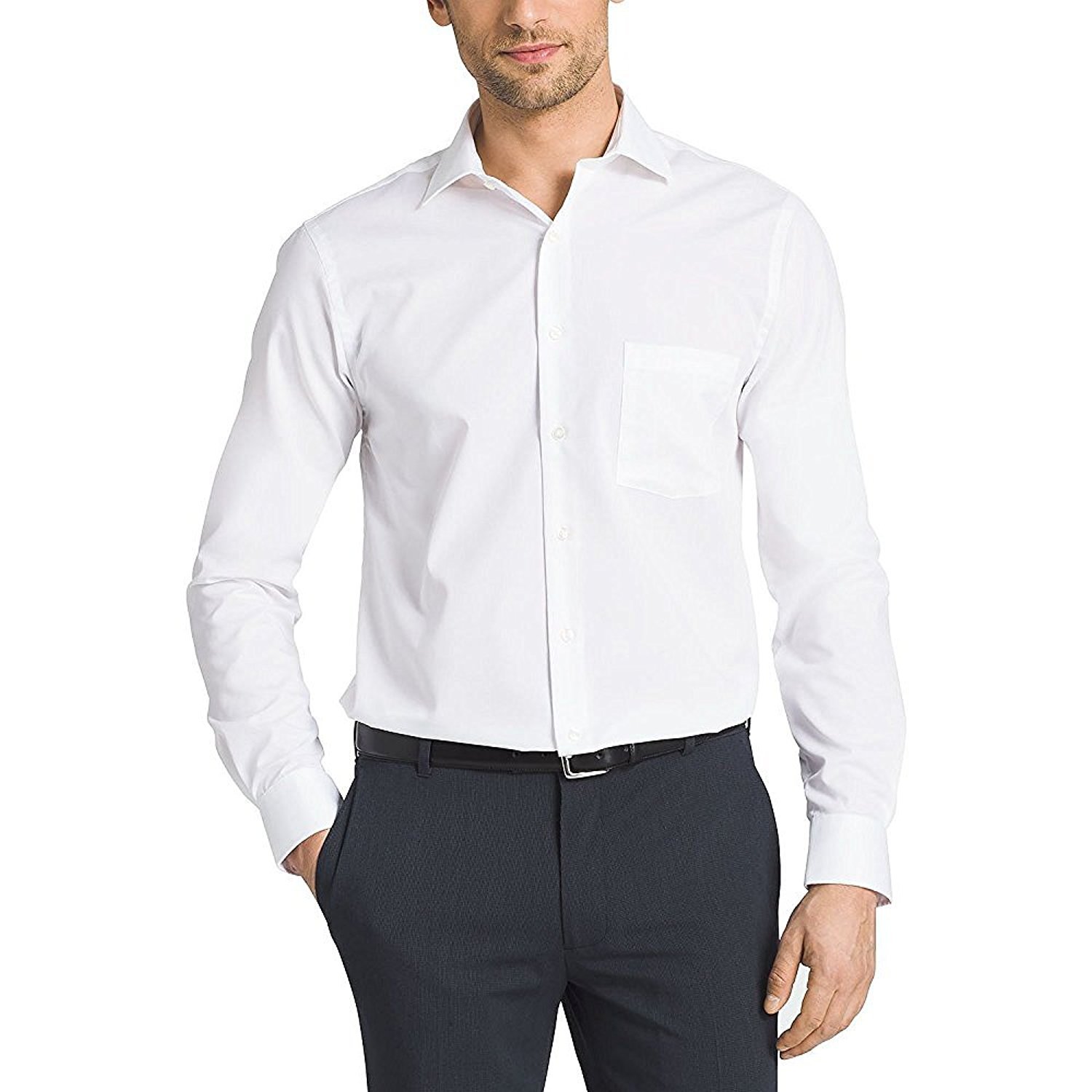 Kirkland Signature Men's Traditional Fit Non-Iron Dress Shirt - Premium Wrinkle-Free Business & Formal Wear for Office, Interviews & Special Occasions