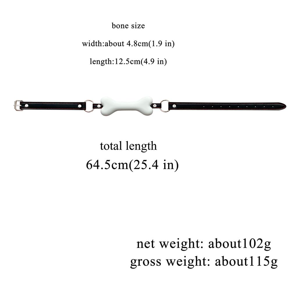 Adjustable White Dog Bone Mouth Gag - BDSM Bondage Fetish Toy for Couples & Lovers - Perfect for Role Play, Slave SM Games & Sensory Restraint Play - Soft Pet Bone Bite Ball for Safe Erotic Exploration