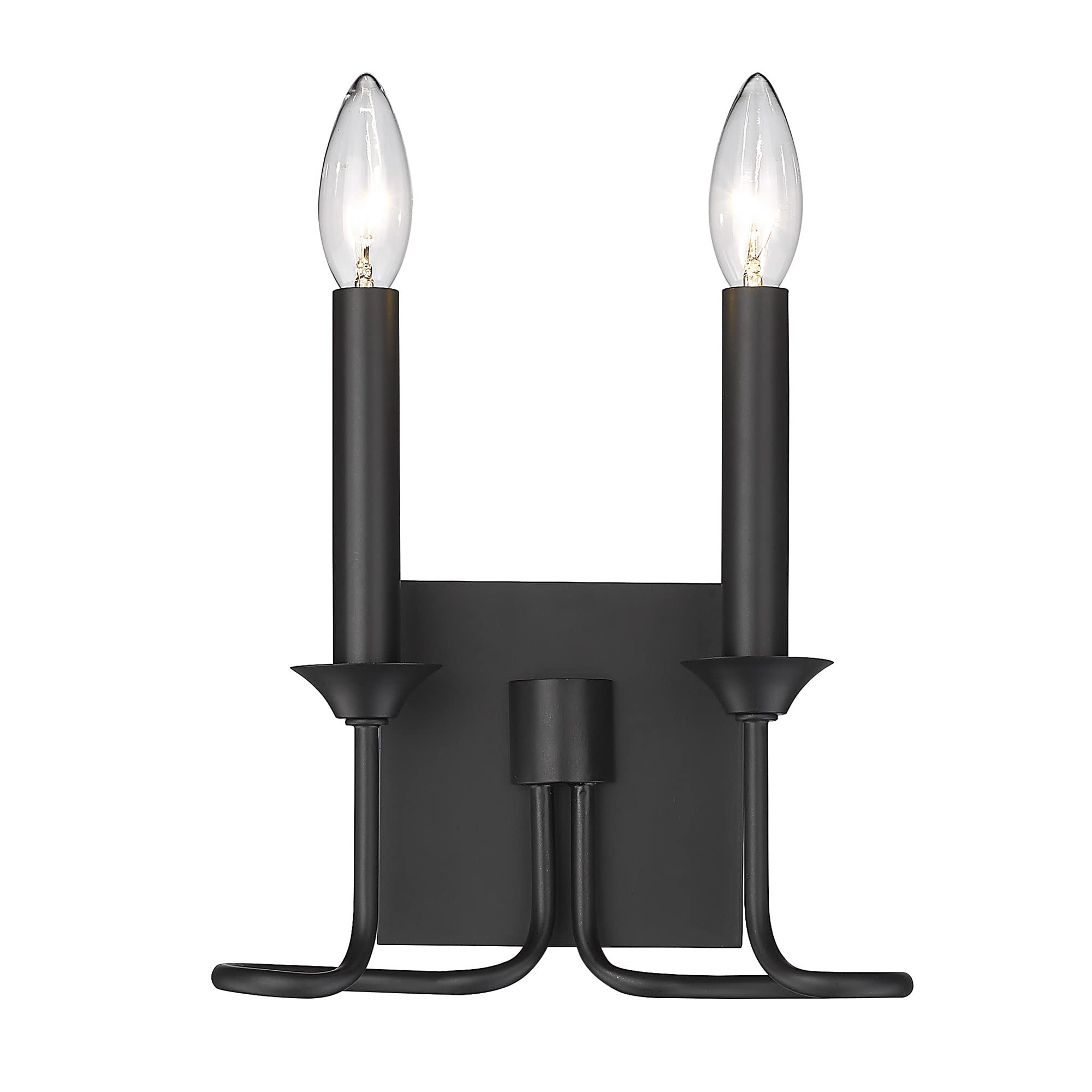 Karson 9.25 Inch Matte Black Metal 2-Light Wall Sconce - Modern Lighting Fixture for Bedroom, Hallway & Entryway