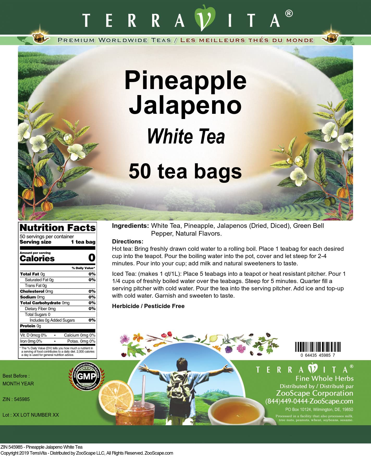 Premium Pineapple Jalapeno White Tea Bags - 2 Pack (100 Tea Bags Total) | Antioxidant-Rich Herbal Blend for Energy & Relaxation | Perfect for Morning Boost or Evening Unwind