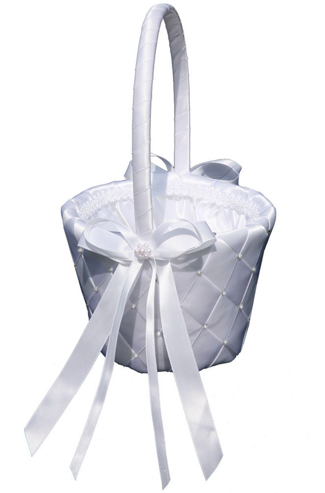 AMJ Dresses Inc - Elegant Wedding Flower Girl Basket with Handles - Perfect for Bridal Showers, Church Ceremonies & Outdoor Weddings