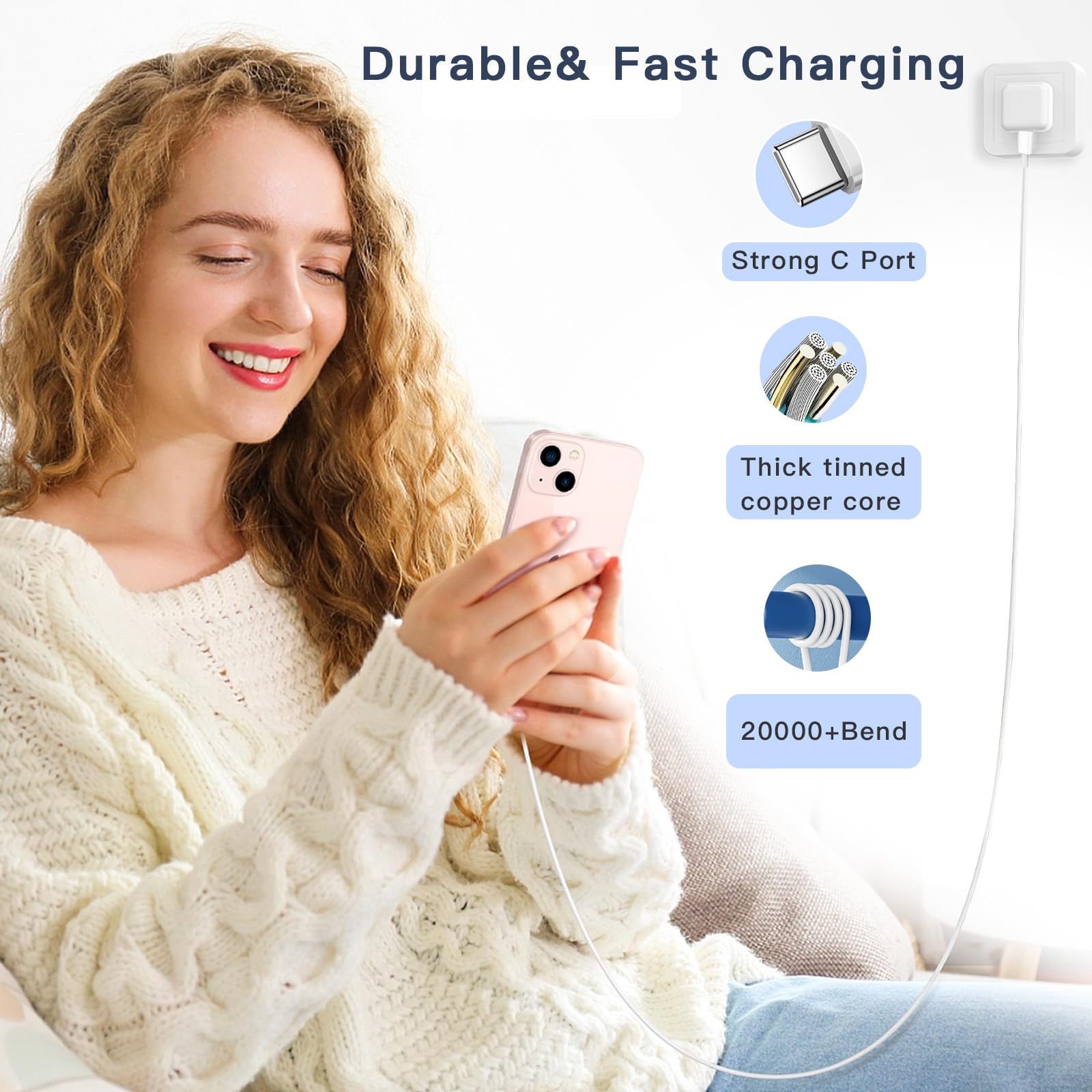 6FT USB C to USB C Cable 60W Fast Charging (3-Pack) - Compatible with MacBook Pro, iPhone 15 Series, Samsung Galaxy S23/S22, Google Pixel - Perfect for Home, Office & Travel Charging