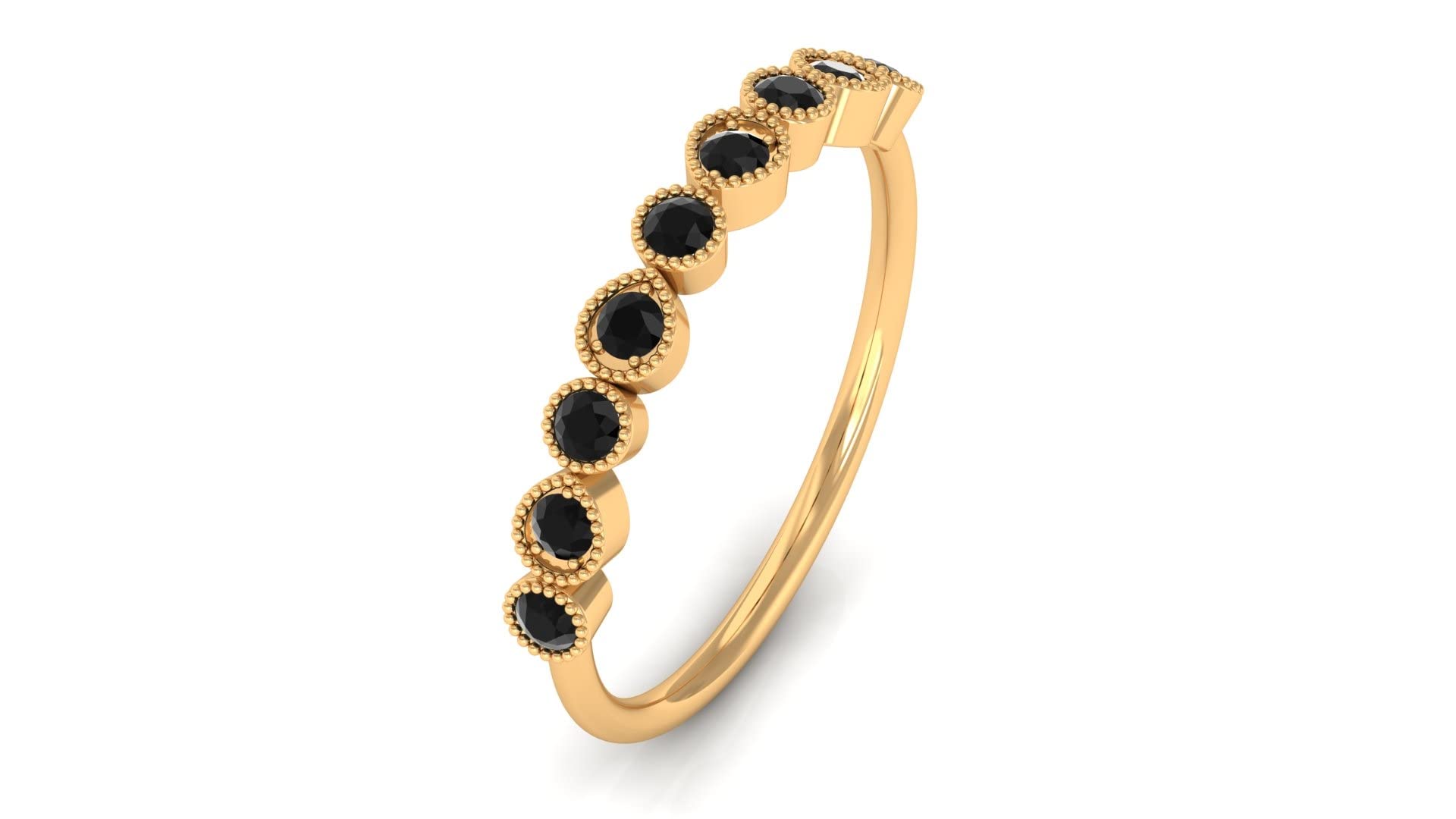 1/2 CT Lab Created Black Diamond Ring - Certified Half Eternity Ring for Women in 14K Solid Gold | Elegant Wedding Band, Anniversary Gift & Everyday Jewelry