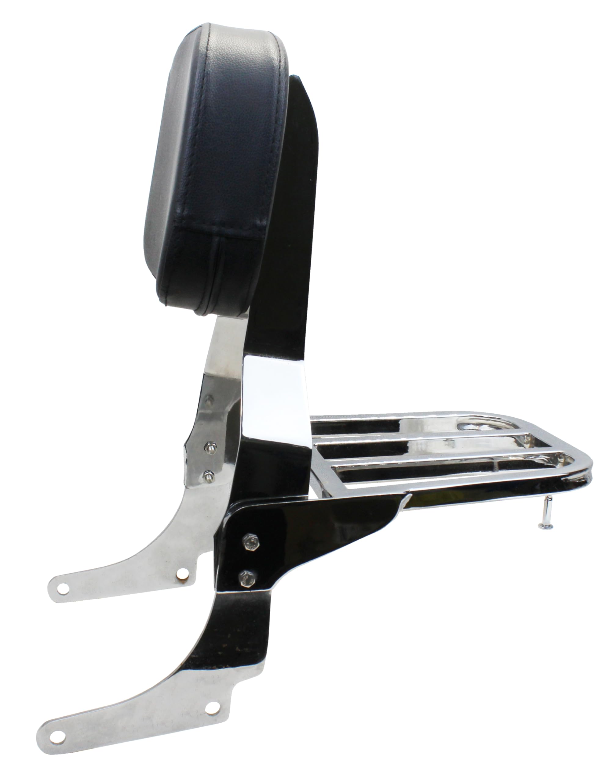 YHMOTO Chrome Backrest Sissy Bar with Luggage Rack for Suzuki VZ800 Marauder 800 (1997-2007) - Motorcycle Passenger Comfort & Storage Solution for Long Rides