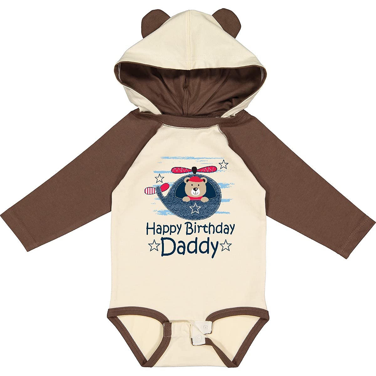 Inktastic Happy Birthday Daddy Outfit - Cute Baby Boy Long Sleeve Bodysuit for Birthday Party & Family Photos