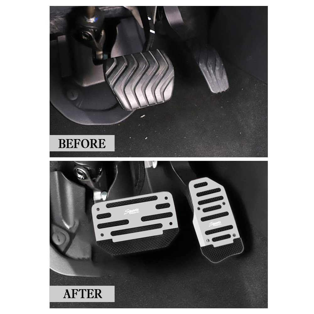Non-Slip Car Pedal Covers - Aluminum Alloy for Safe Driving (2PCS, Silver) - Perfect for Cars, Trucks & SUVs