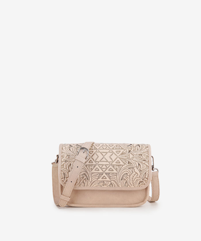 Trinity Ranch Aztec Tooled Leather Crossbody Purse for Women - Stylish Boho Handbag for Everyday Use, Travel & Casual Outings