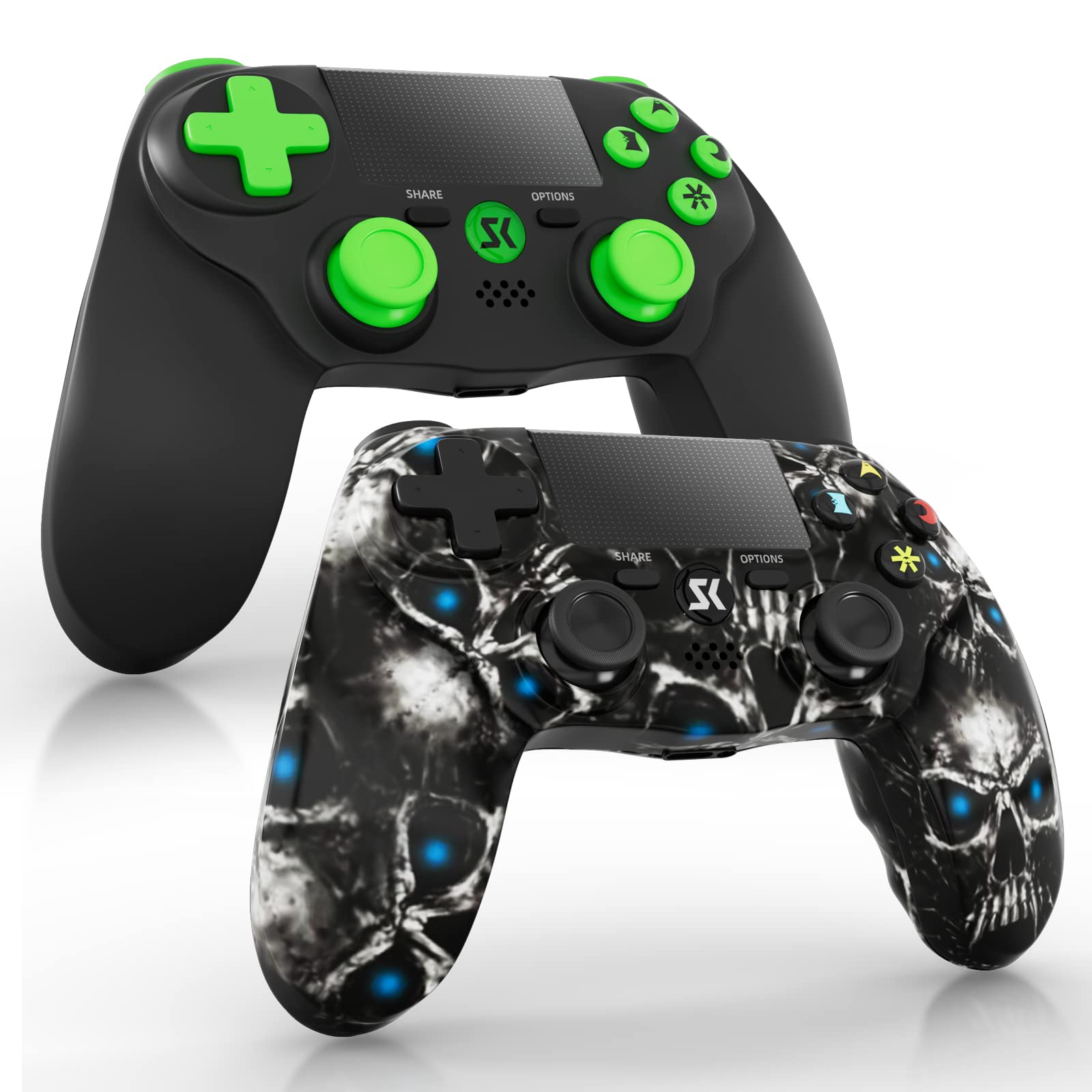 2Packs PS4 Wireless Controller - Midnight Green, High Performance for PS4 Pro/Slim/PC with Double Shock & LED - Gaming & Streaming