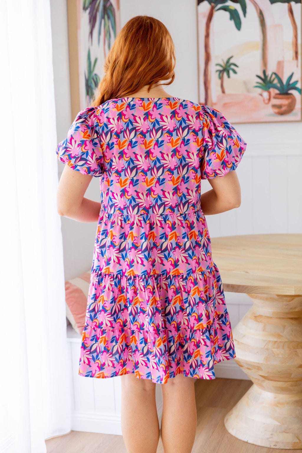 Greta Party Dress in Pink Garden - Elegant Floral Women's Dress for Weddings, Parties & Special Occasions