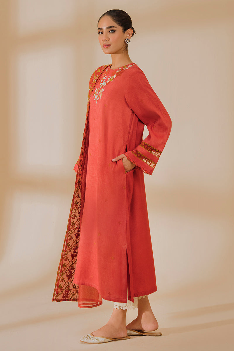 Elegant Cinnabar 2PC Set (Shirt & Dupatta) for Women - Traditional Indian Ethnic Wear for Festivals, Weddings & Special Occasions