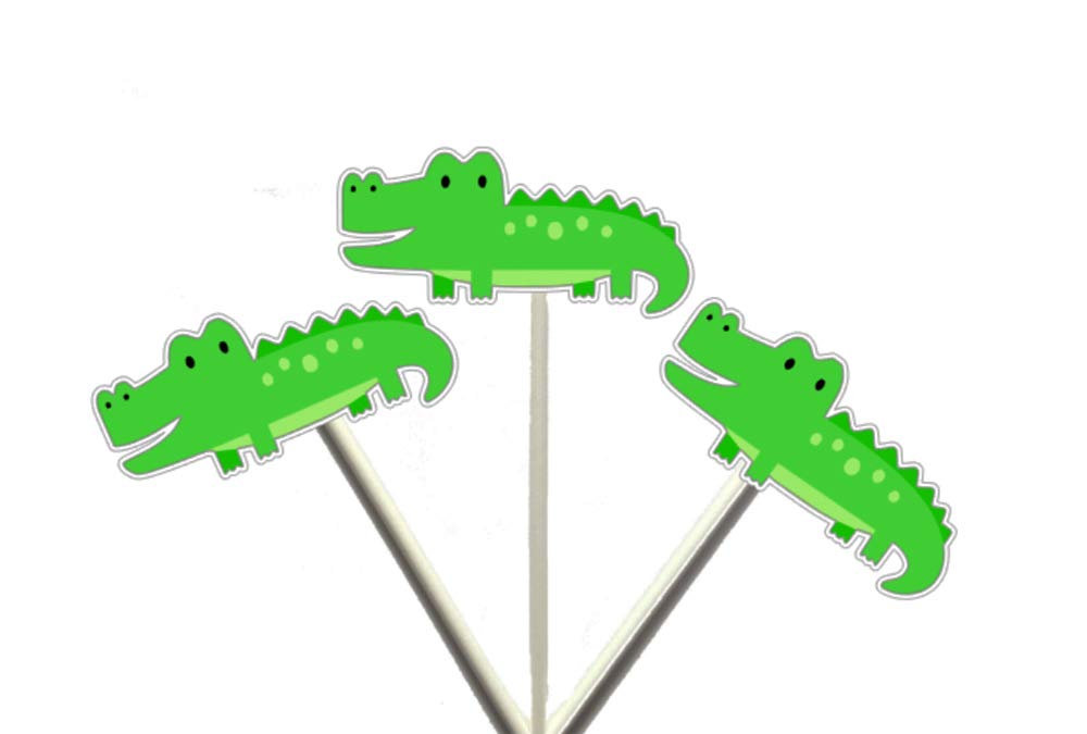 12 Pack Alligator Cupcake Toppers - Fun Reptile-Themed Decorations for Birthday Parties, Baby Showers, and Jungle-Themed Events