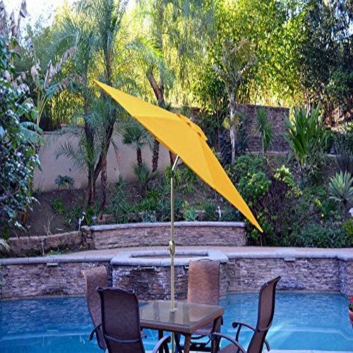 Jeco 9ft Aluminum Patio Umbrella with Crank Tilt - Yellow Canopy & Grey Pole for Outdoor Dining, Poolside, and Backyard Relaxation