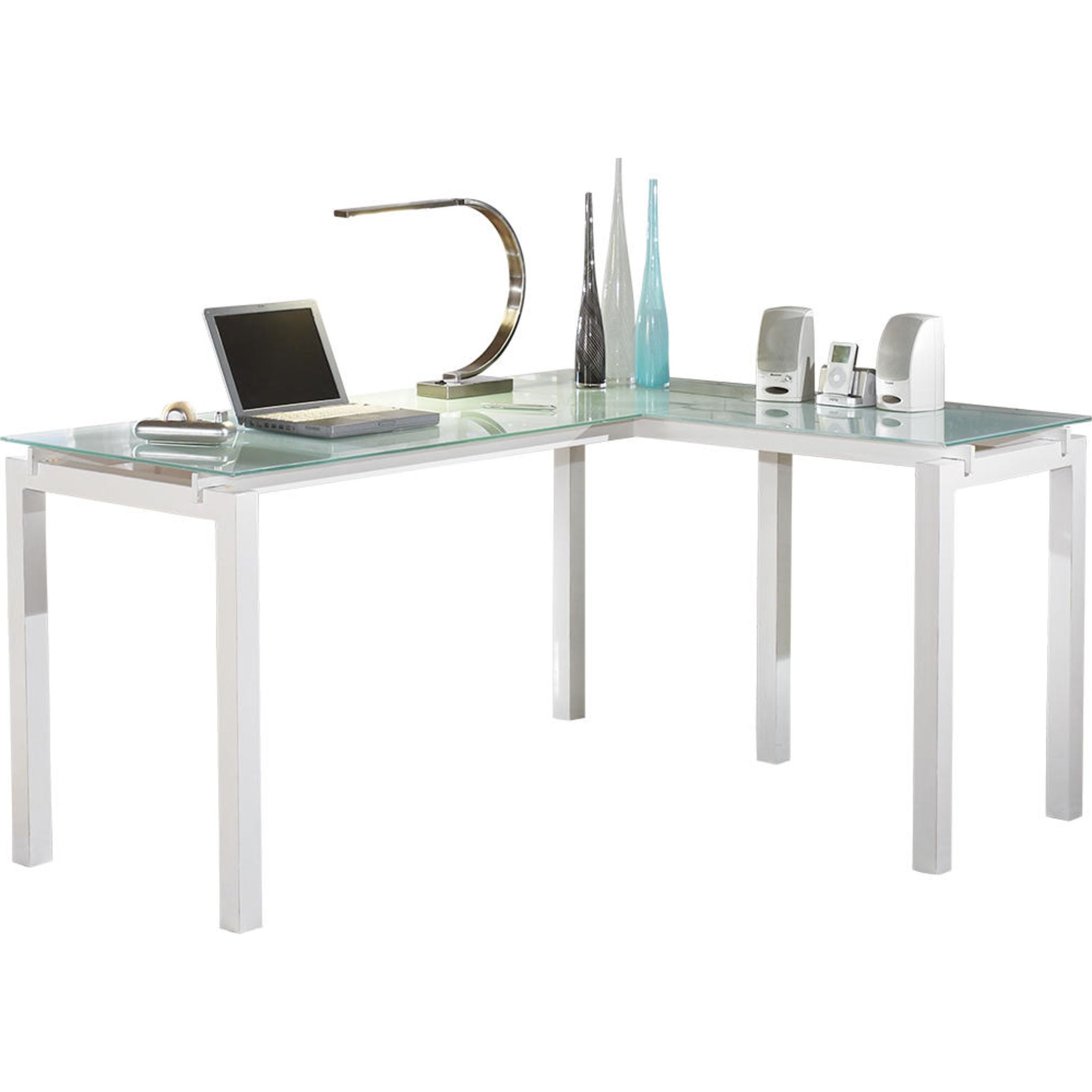 Baraga White L-Shaped Computer Desk for Home Office, Gaming & Study - Modern L-Shaped Writing Desk with Ample Workspace, Ergonomic Design for PC, Laptop & Office Use