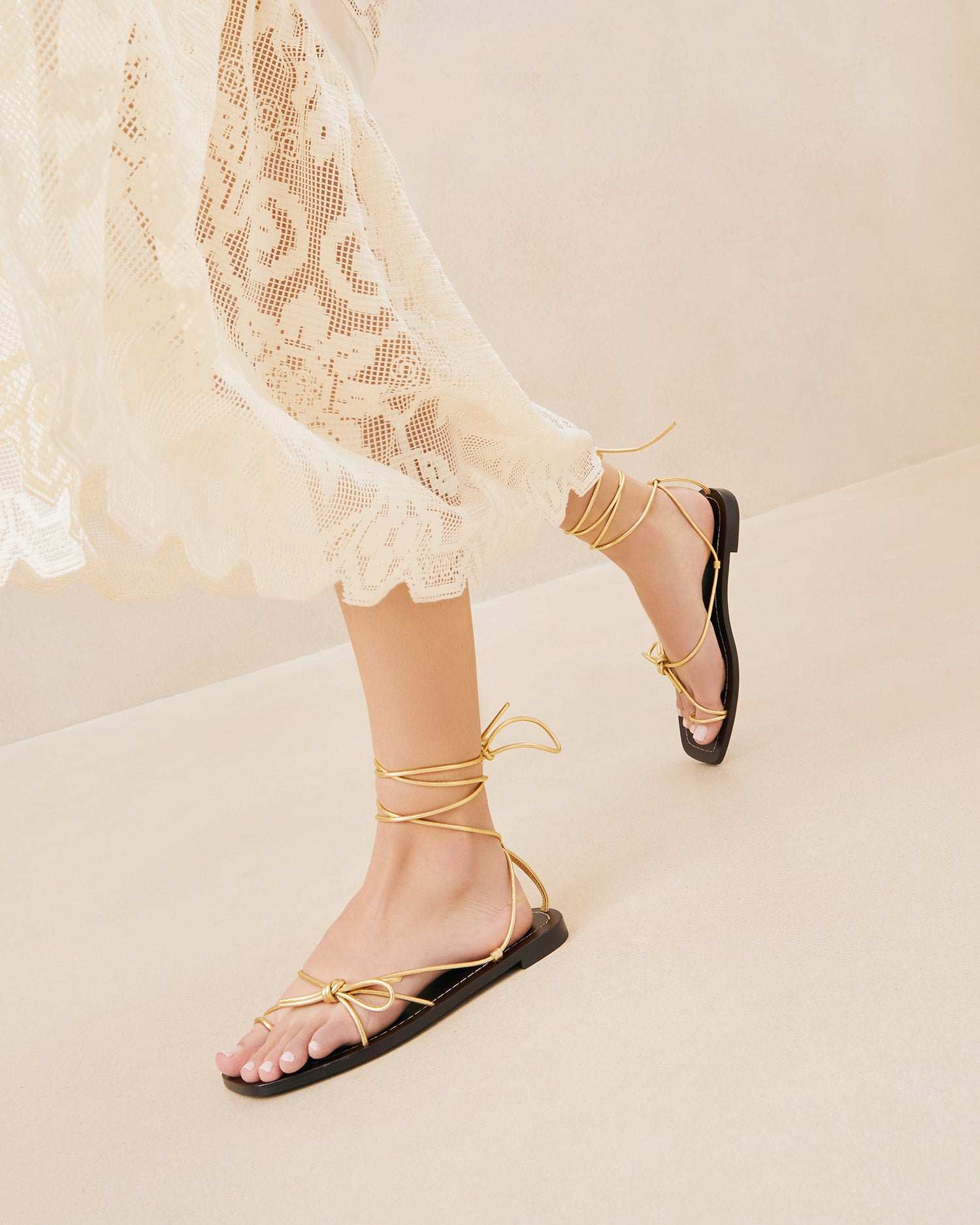 Jude Gold Leather Flat Sandal - Women's Comfortable Summer Sandals for Beach, Walking & Casual Outfits