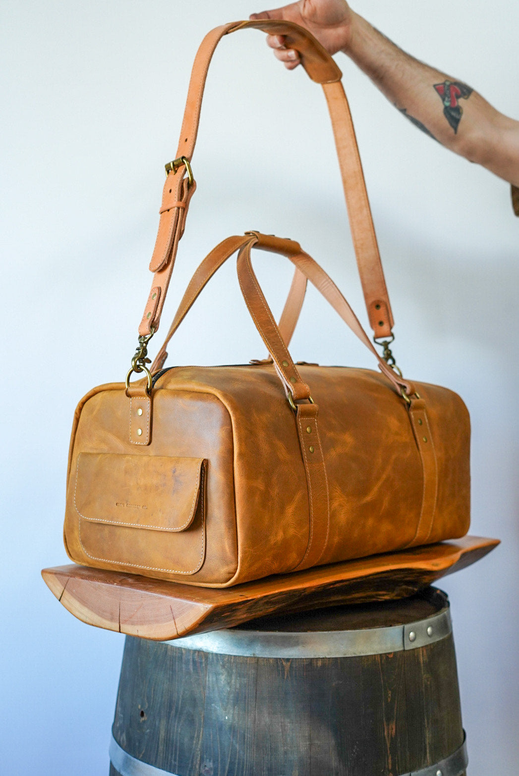 Water Buffalo Tan Leather Weekend Warrior Bag - Durable & Stylish for Travel, Work & Outdoor Adventures