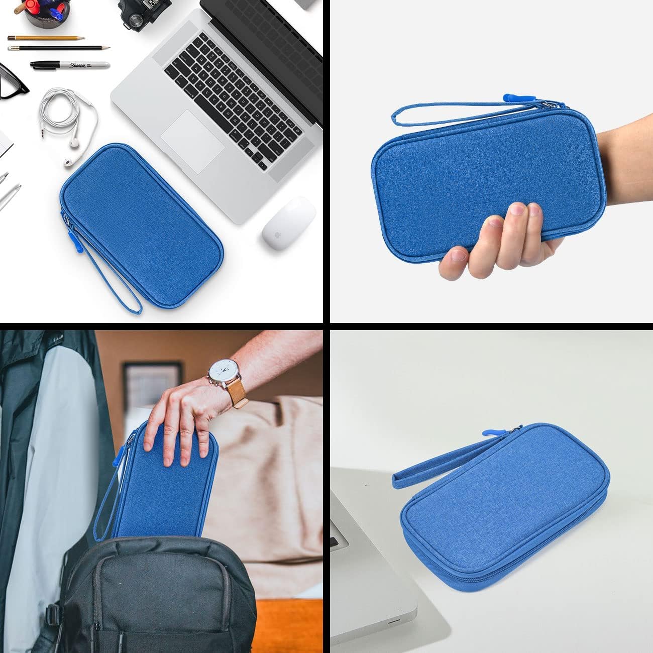 Electronics Accessories Organizer Pouch - Waterproof Travel Cable Organizer Case for Charger, SD Card, USB Drive, Business & Vacation Gadgets - Perfect for Office, Commuting & Airplane Travel (Blue)