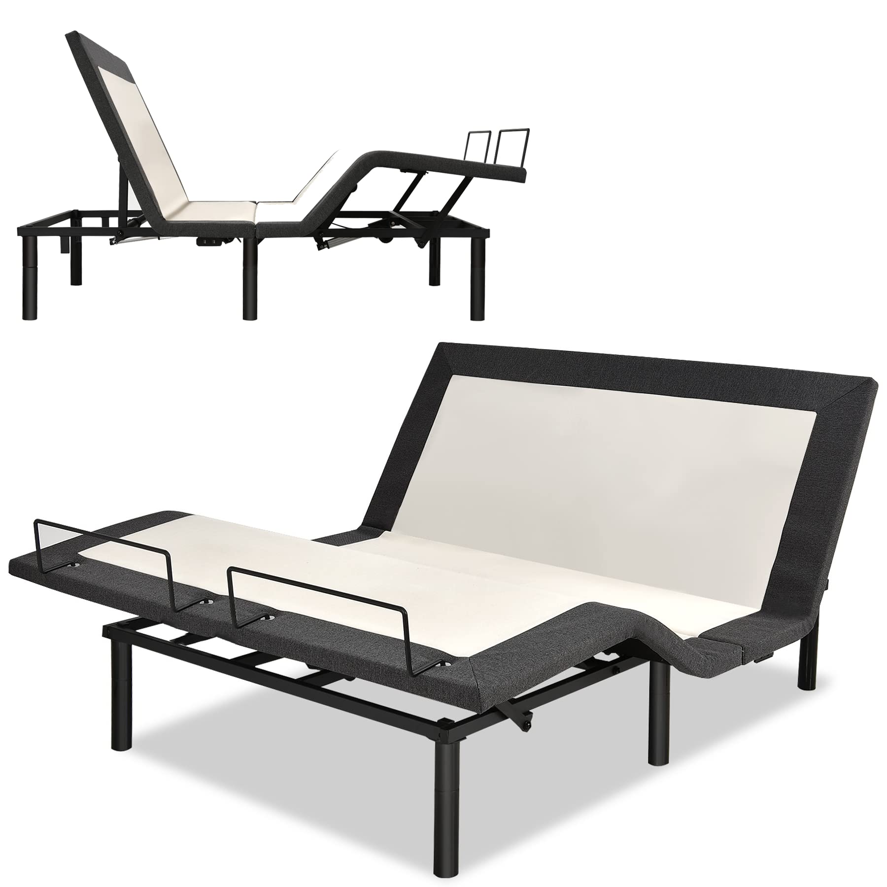 KOMFOTT Queen Size Adjustable Bed Base with Remote - Electric Motorized Head & Foot Incline, Zero Gravity, Memory Positions, Height Adjustable, Dual USB Charging & Under Bed Nightlight - Perfect for Home, Bedroom, and Relaxation
