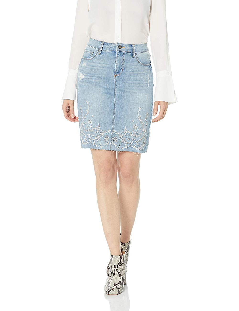 Vintage American Blues Women's Clarissa Denim Pencil Skirt - High Waist Slim Fit Stretch Denim Skirt for Work, Party & Casual Wear