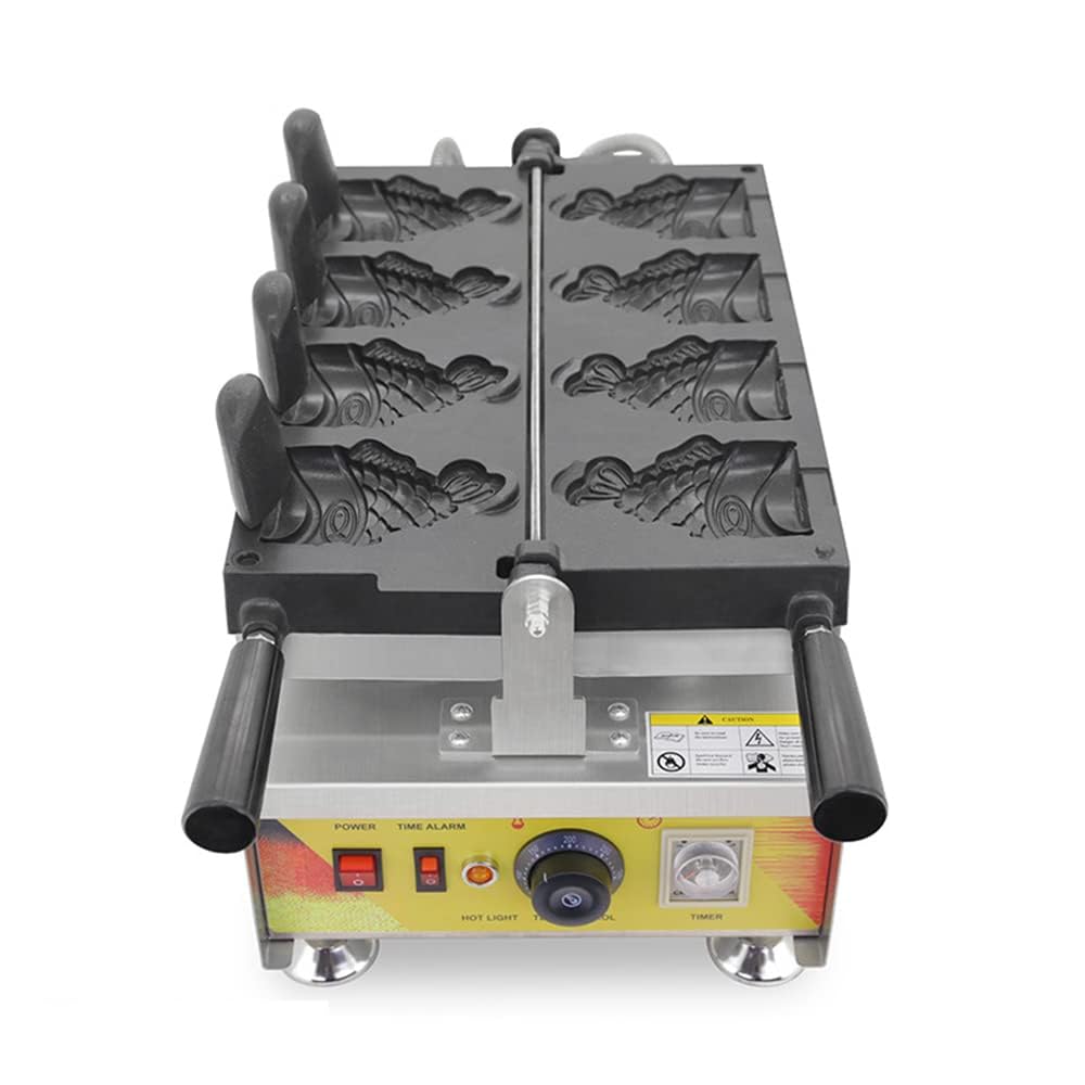 Commercial Electric Open Mouth Fish Shape Taiyaki Maker - Waffle Cone & Ice Cream Machine - 110V for Bakeries, Cafes & Dessert Shops - Perfect for Making Japanese Taiyaki, Waffle Cones & Sweet Treats