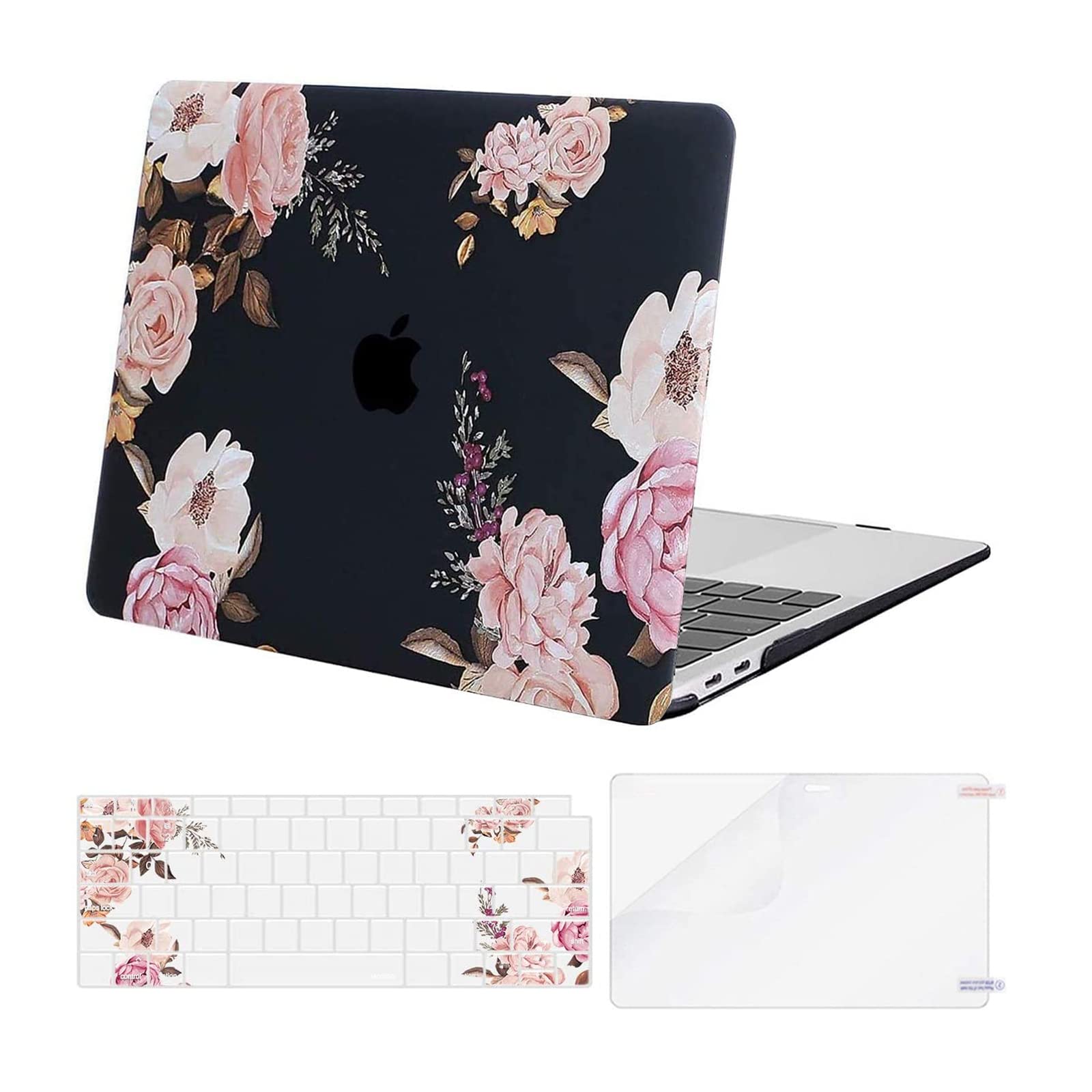 MOSISO MacBook Air 13 Inch Case (2022-2018 Models A2337 M1 A2179 A1932) - Durable Plastic Hard Shell with Keyboard Cover & Screen Protector - Perfect for Work, Travel & School Use - Black
