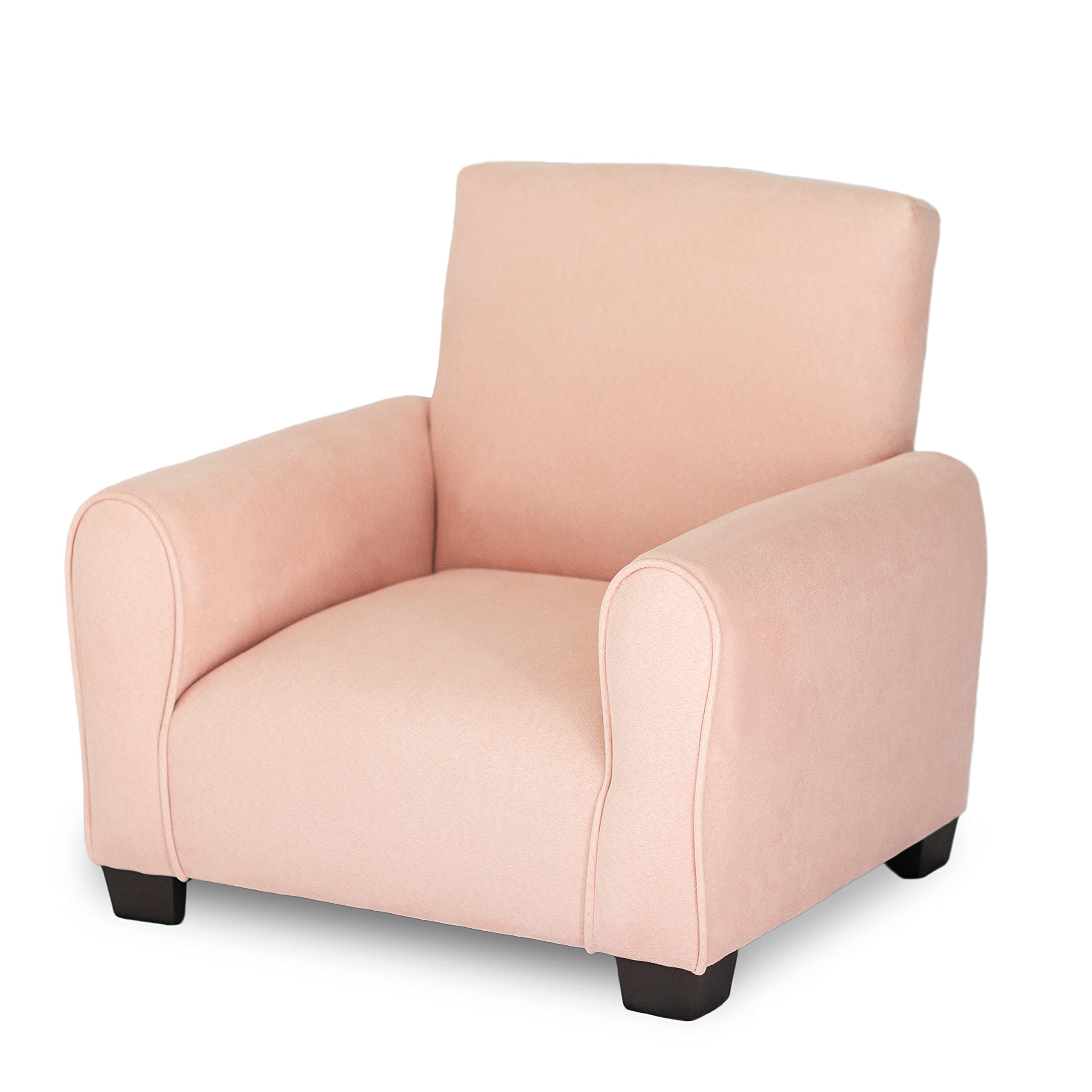 **Kids Upholstered Armchair with Rocking Legs - Blush Pink Toddler Chair for Nursery, Playroom & Bedroom - Comfortable & Safe Child Rocking Chair**