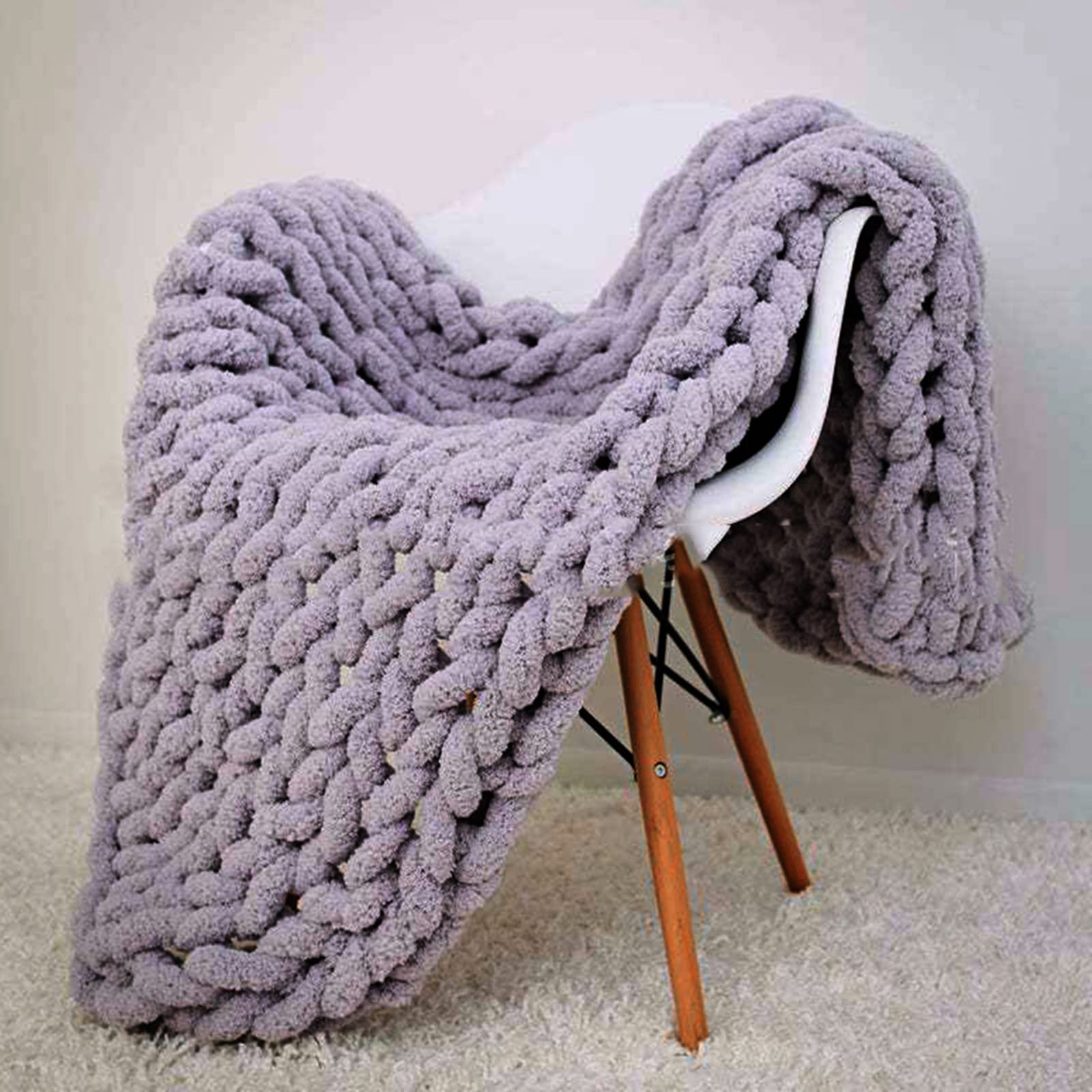 JASOYA 1.3x1.7m Light Grey Knit Blanket - Ultra Soft Bulky Yarn Throw for Sofa, Bed & Travel - Cozy Home Decor, Baby Blanket & Nap Throw - Perfect for Living Room, Nursery & Outdoor Adventures