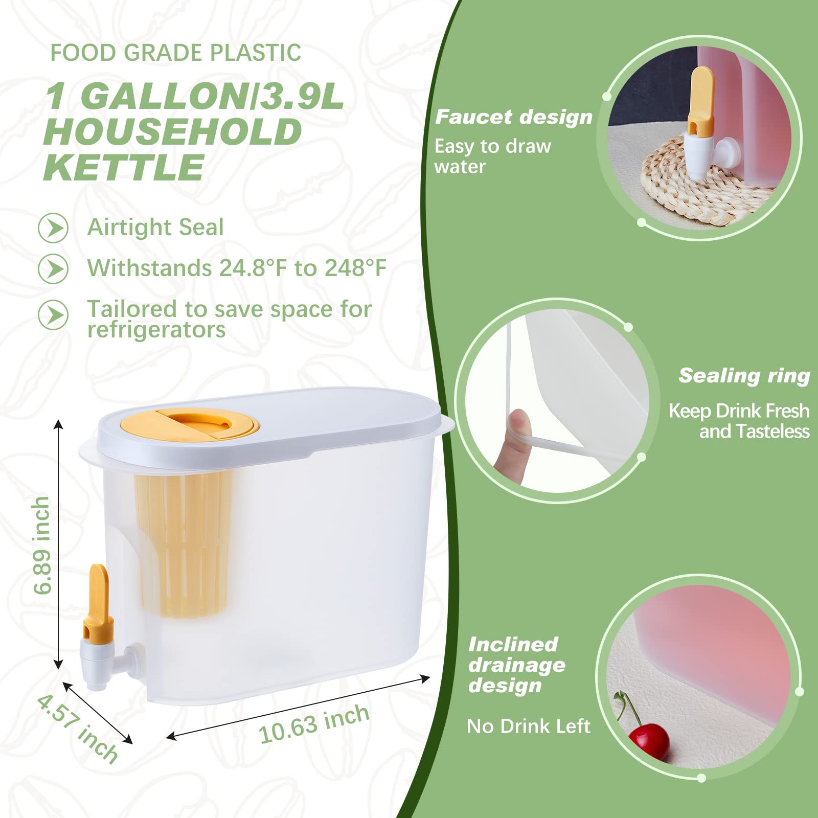 2-Pack 1 Gallon Plastic Cold Brew Coffee Maker with 2 Filter Infusers - Large Beverage Dispenser with Spigot for Iced Coffee, Tea, Juice & Water - Perfect for Parties, BBQs & Home Brewing (Green & Yellow)