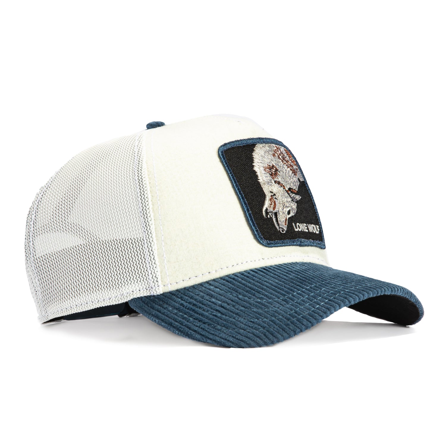 Goorin Bros Flow Lone Wolf Adjustable Trucker Snapback Hat - White & Navy | Stylish Baseball Cap for Men & Women | Perfect for Outdoor Activities, Sports & Casual Wear
