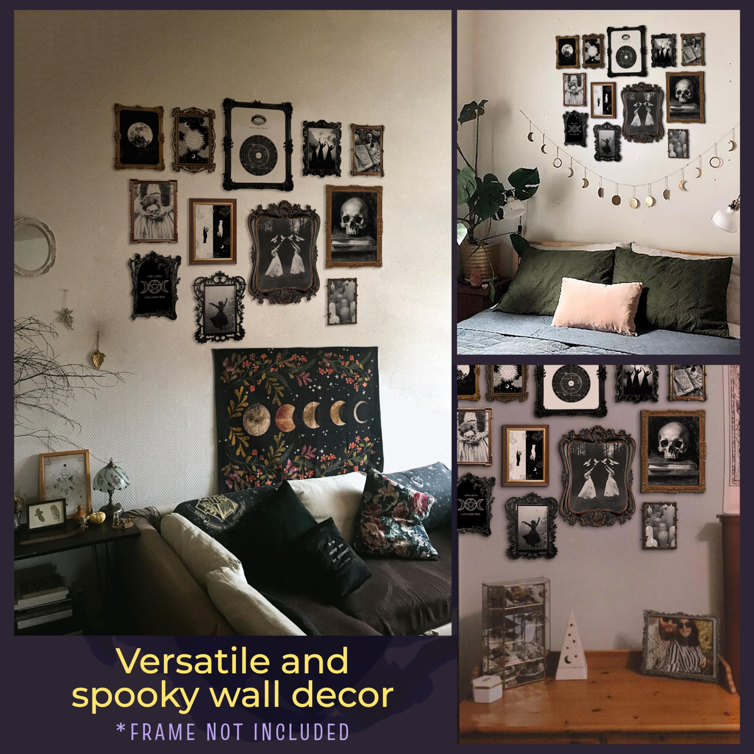 97 Decor Witchy Home Decor Aesthetic - Gothic Wall Art Prints, Dark Witch Paintings, Creepy Halloween Posters, Wiccan Spooky Wall Decor for Bedroom, Living Room & Office (8x10 Unframed) - Perfect for Gothic Themed Rooms, Halloween Party Decor & Witchcraft Altars