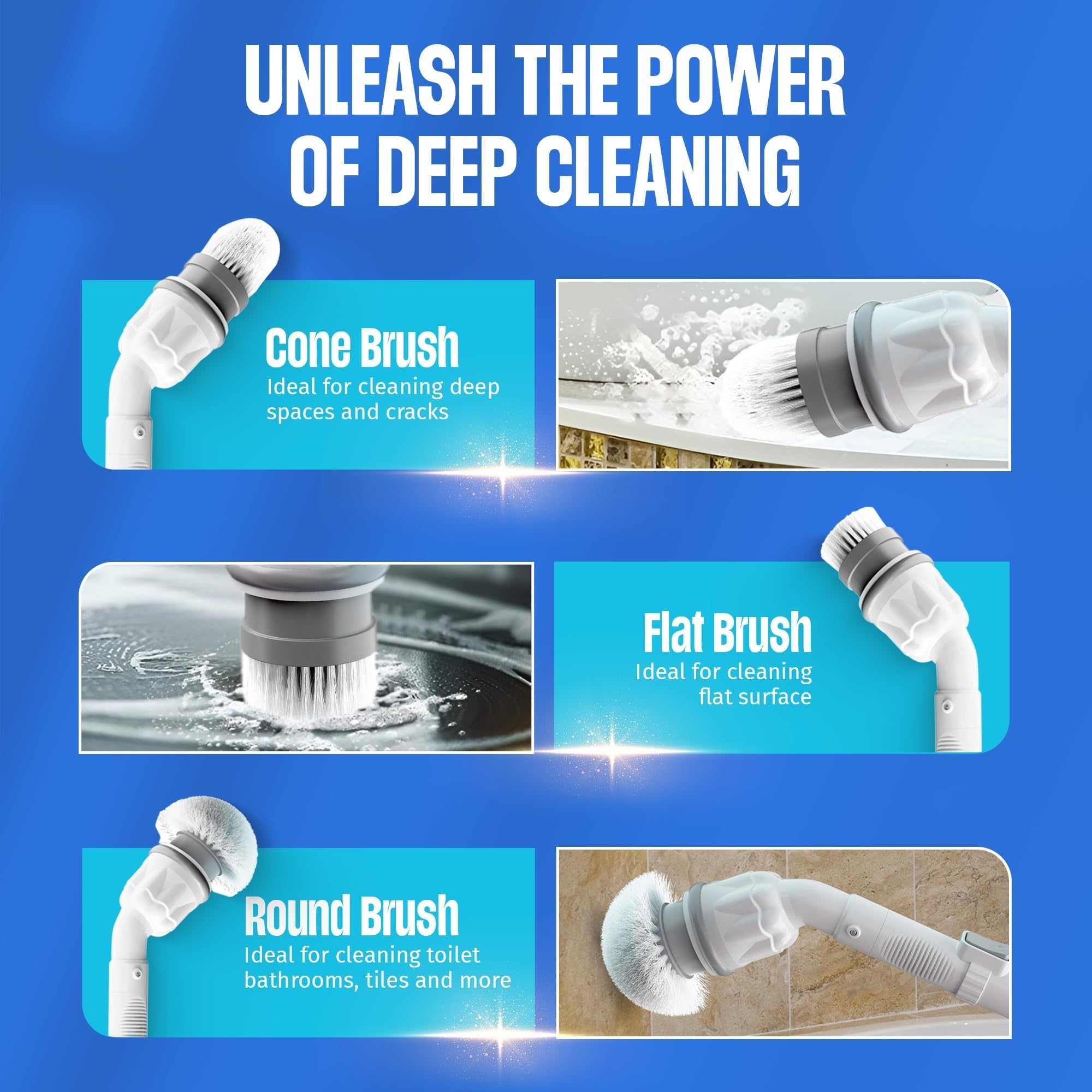 Scrubtastic Electric Spin Scrubber - Rechargeable Power Scrubber with 3 Rotating Brush Heads for Bathroom, Tile, Floor & Grout Cleaning | Extendable Shower & Bathtub Cleaner | Multipurpose Home Cleaning Tool for 2022 | Perfect for Deep Cleaning Showers, Tubs, and Hard-to-Reach Areas